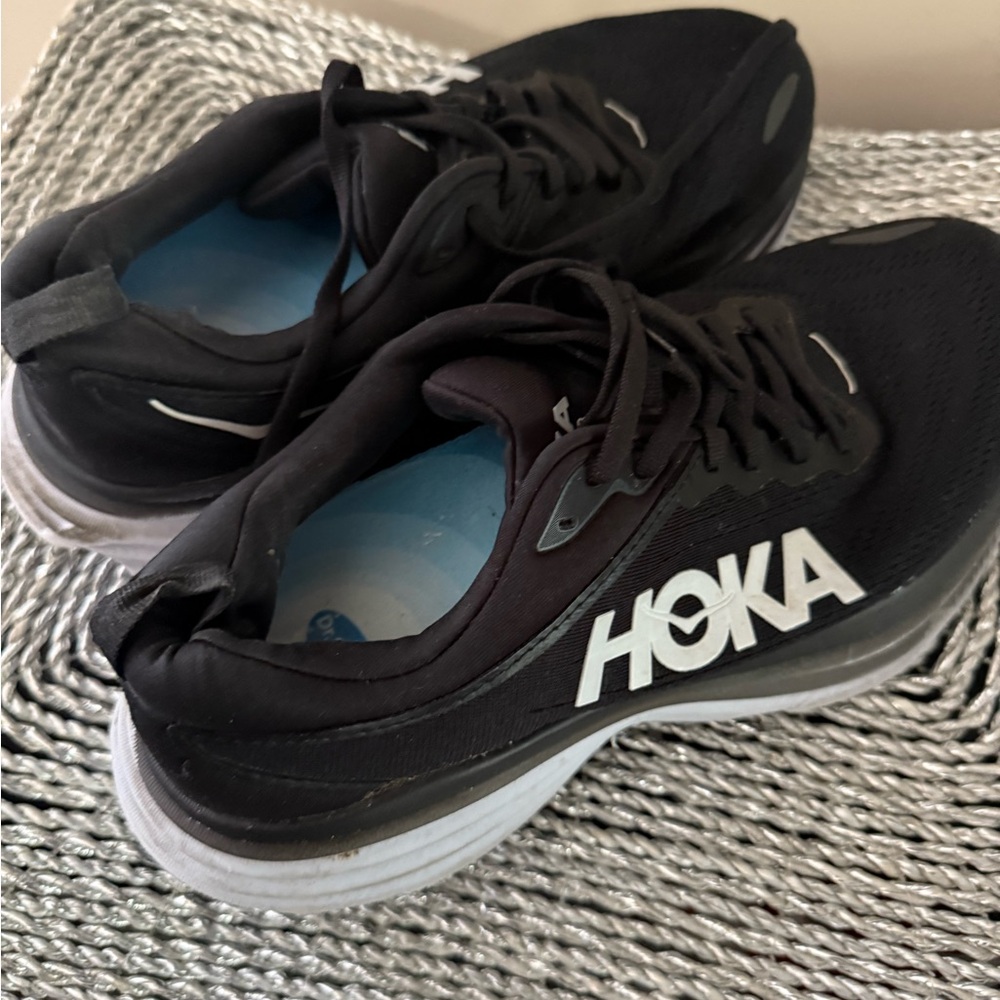 Hoka Black and White Athletic Shoes